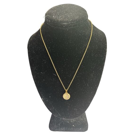 MICHAEL KORS Women's Gold Plated Pave Crystal Disk Necklace - Picture 1 of 7